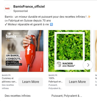 Campagne Meta Ads Instagram pour Bamix
