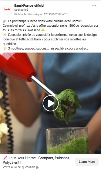 Campagne Meta Ads Instagram pour Bamix