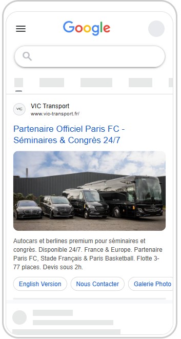 Campagne Google Search pour VIC